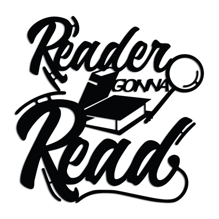 Wallity Reader Gonna Read Escultura de pared de metal Negra
